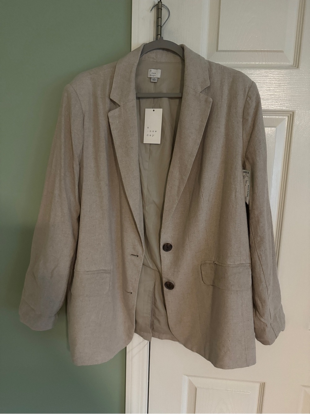 a new day Taupe Linen-Blend Relaxed Blazer